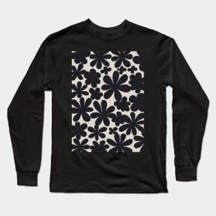 Black Flowers Pattern Long Sleeve T-Shirt